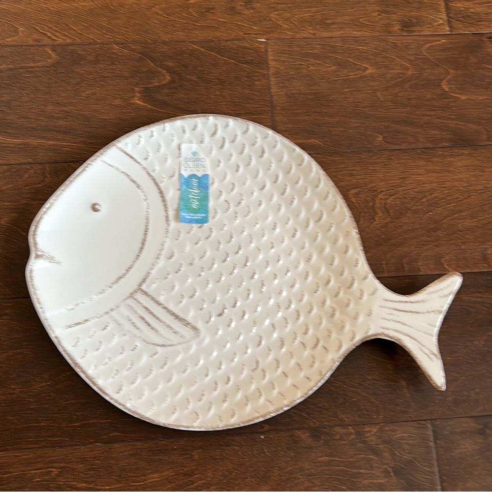 Sigrid Olsen Home Melamine Plate Serving Platter Fish Nautical Sea